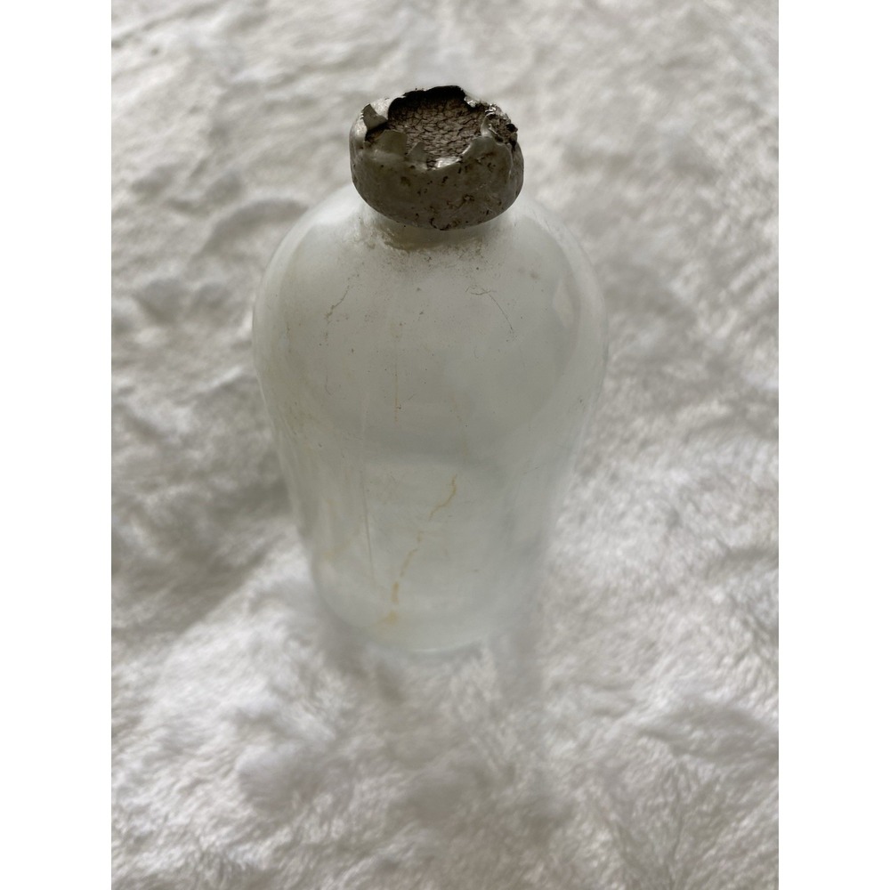 Vintage Clear Glass Medical IV Infusion Bottle 5.5 Inch Original Metal Seal Cap - Picture 2 of 3
